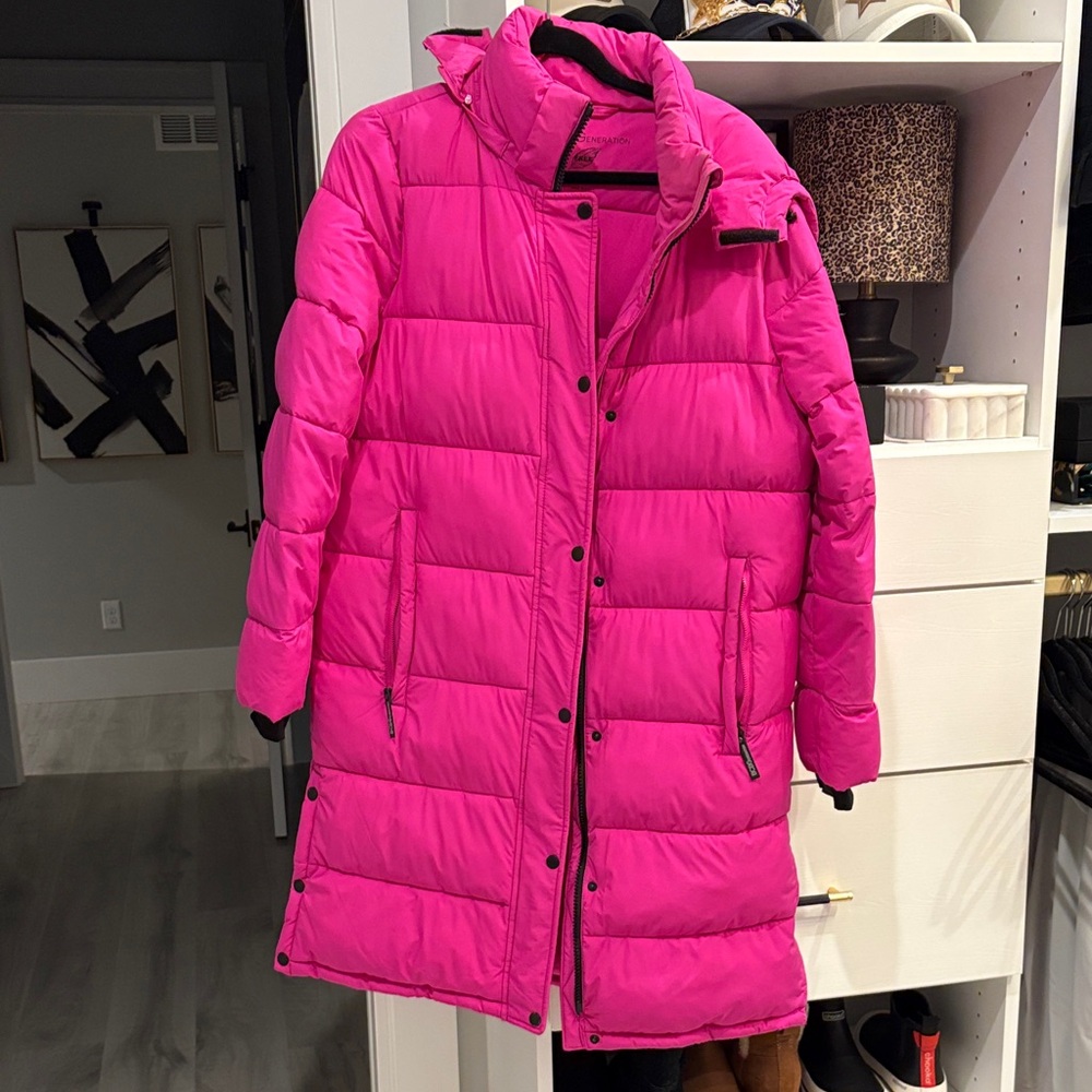 BCBGeneration Fuchsia Long Puffer Coat- EUC